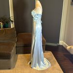 Women’s Light Blue FullLength Prom Party Dress CrissCross Straps Leg Slit Size 2 Photo 5