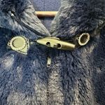 Women's Hooded Faux Fur Coat Blue‎ XSmall Winter Cozy Mob Wife Classic Timeless Blue Size XS Photo 5