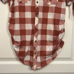 Eden & Olivia Maternity  Pink & White Button Down Blouse Plaid Size Med EUC #4195 Photo 3