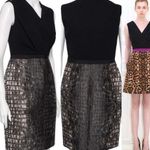 Giambattista Valli Black Surplice Crocodile Print Sleeveless Shift Dress Photo 11