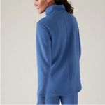 Athleta Cozy Karma Twist Neck Pullover Sweatshirt Plush Lining Blue Size Medium Photo 1