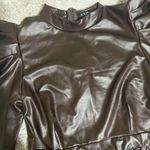 Long sleeve pleather thin material top Size XL Brown Photo 1