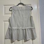 Talbots J.Crew Polka Dot Semi Sheer Flutter Sleeve Cap Blouse Sz 12 Cream/Black Photo 3