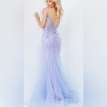 Jovani  05839 Perri Plunging Neck Mermaid Prom Dress Gown size 6 Periwinkle $700 Photo 3