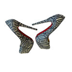 Christian Louboutin Daffodile Platform Pumps Heels Panama Geometrico Size 39 Photo 8