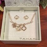 Tahari Gold Necklace and Earrings Elegant Jewelry Set Photo 0
