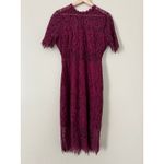 Lulus Remarkable Burgundy Sheer Lace Short Sleeve Mini Dress M Dark Red Sheer Photo 5