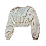 Urban Outfitters Floral Smocked Balloon Sleeve Cropped Long Sleeve Blouse Sz M Photo 7