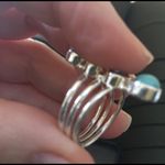 Sterling Silver Green Peruvian Amazonite And  Blue Topaz Solid  Ring Size 6.5 Photo 5