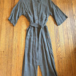 Iris Setlakwe Jumpsuit Womens Size 8 Olive Green Belted Button Front Collared Photo 0