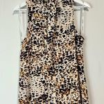 Calvin Klein Women’s Sleeveless Back Tie Animal Print Blouse Tan Purple Med EUC Photo 6