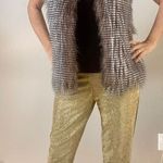 Vintage 80s Lerner gold lamé disco stretch stirrup pants Sz Medium Photo 0