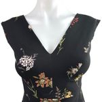 ZARA Woman Black V Neck Cap Sleeve Floral Knee Length Sheath Dress Size XS Photo 6