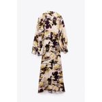ZARA  Printed‎ Retro Bow Tie Midi Dress NWT XS Photo 1