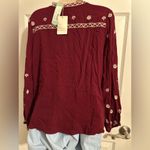 Skies Are Blue Burgundy  Blouse Size Medium Photo 4
