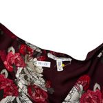 Maurice's  Maroon Floral V-Neck Top Women's Blouse Size Medium | 57-23 Photo 2