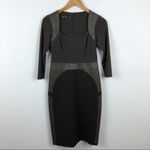 Rickie Freeman Teri Jon Sheath Dress Faux Leather Brown Size 4 Photo 1
