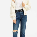 Everlane  The High Rise Cheeky Straight Jean in Distressed Blue Size 25 Photo 0