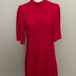 Free People Dress Be My Baby Ruched Mini Flutter Sleeves Covered Button Back Red Photo 3