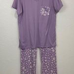 Real Essentials Lavender Floral Print Buttery Soft Pajama Set Size M Purple Size M Photo 0