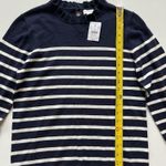 J. Crew Factory Navy & White Ruffle Collar Striped Sweater Photo 5