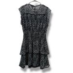 AQUA Ruffle Tiered Chiffon Mini Dress Women’s Size Large Black White Print Photo 2