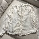 Evereve  Cream Ruffled Buttoned Blouse Photo 0