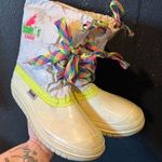 Kamik Women’s Vintage Cream Rainbow Winter Rain Boots with Unique Lacing Photo 0