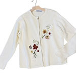 VINTAGE 90s JENNY BUCHANAN Embroidered Leaves Cardigan Red Size M Photo 0