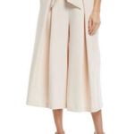 Milly  Italian Cady Culottes Pants Cream & Print Top sz 12 Photo 2