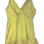 Wild Honey Women'sā L Ruffled Gingham Plaid Mini Dress Yellow Preppy Coquette Photo 0