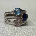 Lia Sophia  Multi Color Gemstones Cushion Cocktail Ring Size 7.5 Modernist Photo 1