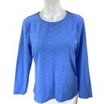 Talbots  Women's Blue Swiss Textured Dot Crewneck Long Sleeve Tee T shirt Top M Photo 0