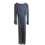 Lulus  Mandala Daydream‎ Medium Blue White Print Long Sleeve Maxi Dress Boho NWT Photo 4