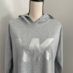 Michael Kors  Y2K Sweatshirt Dress size Medium Logo Gray Silver Hooded Athleisure Photo 3