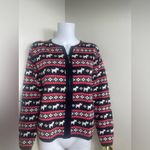 Marisa Christina Scottie Scottish dog pattern holiday Knit Cardigan Sweater Red Size L Photo 1