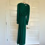 Mac Duggal Deep Emerald Green Split Bishop Sleeve Slit V-Neck Maxi Dress NWT 2 Photo 3