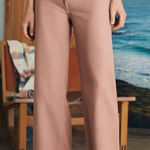 Faherty Harbor Stretch Terry Wide Leg Pants Women's Size 24 Wood Rose Mauve Pink Photo 0