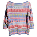 American Living 90s Vibrant Knit‎ Granny Sweater Nordic Aztec Geometric Boho Cabin Cottage Fun M Photo 0