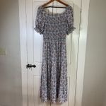 Max Studio  Prairie Dress‎ Floral Puff Sleeve Square Neck Smocked A-Line Large Photo 1