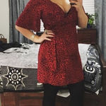 Sanctuary Red Black Animal Print V-Neck Tie Waist Girl on Fire Wrap Dress XS Photo 0