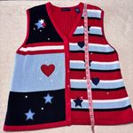 Karen Scott Americana Knit Sweater Vest Size L Red White Blue Stars & Stripes Photo 5