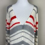Wooden Ships  Sweater Women M L Striped Long Sleeve Knit V-Neck Mohair Wool Blend Photo 5