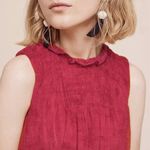 Anthropologie Y2K Floral Birds Flowy Mesh Tunic Smocked Top Size M Ruffle Artsy Photo 5