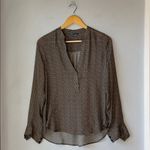 Vince Silk Striped Blouse Half Placket Size 4 Photo 1