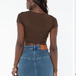 Princess Polly NWT Nolan Short Sleeve Ribbed Crop Top Size Small 4 Brown Cute Photo 2