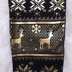 Linda Michael Black Leggings w/Gold Reindeer-Sz L/XL Photo 3