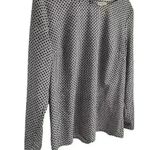 Merona Women's XL Black Pink Geometric Long Sleeve Scoop Neck Blouse Photo 1