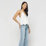 Reformation | Vivien Peplum Cotton Blend V-Neck Top in White Photo 3