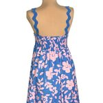 Romantic Boho Blue Pink Floral Maxi Dress M Ruffle Hem Scallop Straps Festival Size M Photo 4